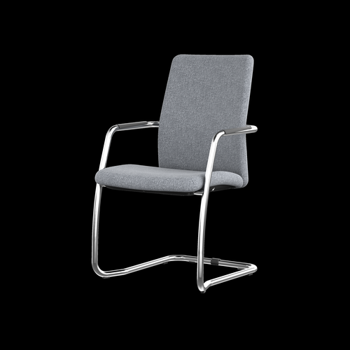 Isabel High Back Chairs - set of 2 Grey Fabric with Grey Legs