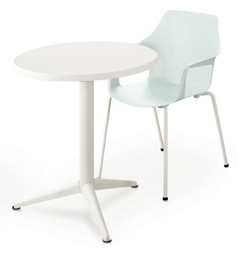 Outdoor table D. 69 x H. 73 cm - White finish fixed metallic table top and metallic legs 