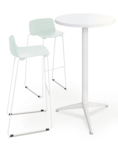Outdoor Table D. 69 x H. 110 cm - White fixed metallic Table top and metallic legs 