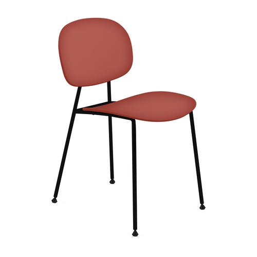 Set of 2 red Marsala polypropylene Sofia Chairs on 4 Black smooth metal legs