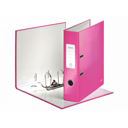 Leitz Wow Lever Arch File Laminated Paper on Board A4 80mm Spine Width Pink (Pack 10) 10050023