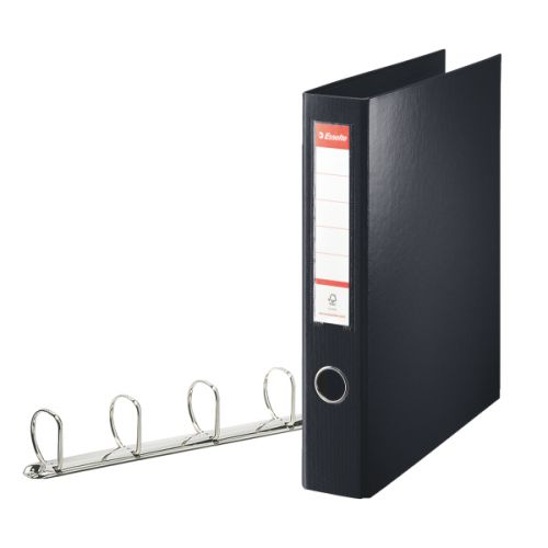Esselte 4D-Ring Maxi A4 Binder 40mm Black (Features 4 D-ring mechanism and a linen feel cover) 82407