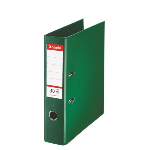 Esselte FSC No. 1 Power Lever Arch File PP Slotted 75mm Spine A4 Green Ref 811360 [Pack 10]