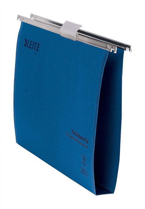 Leitz Ultimate Clenched Bar Foolscap Suspension File Card 30mm Blue (Pack 50) 17450035
