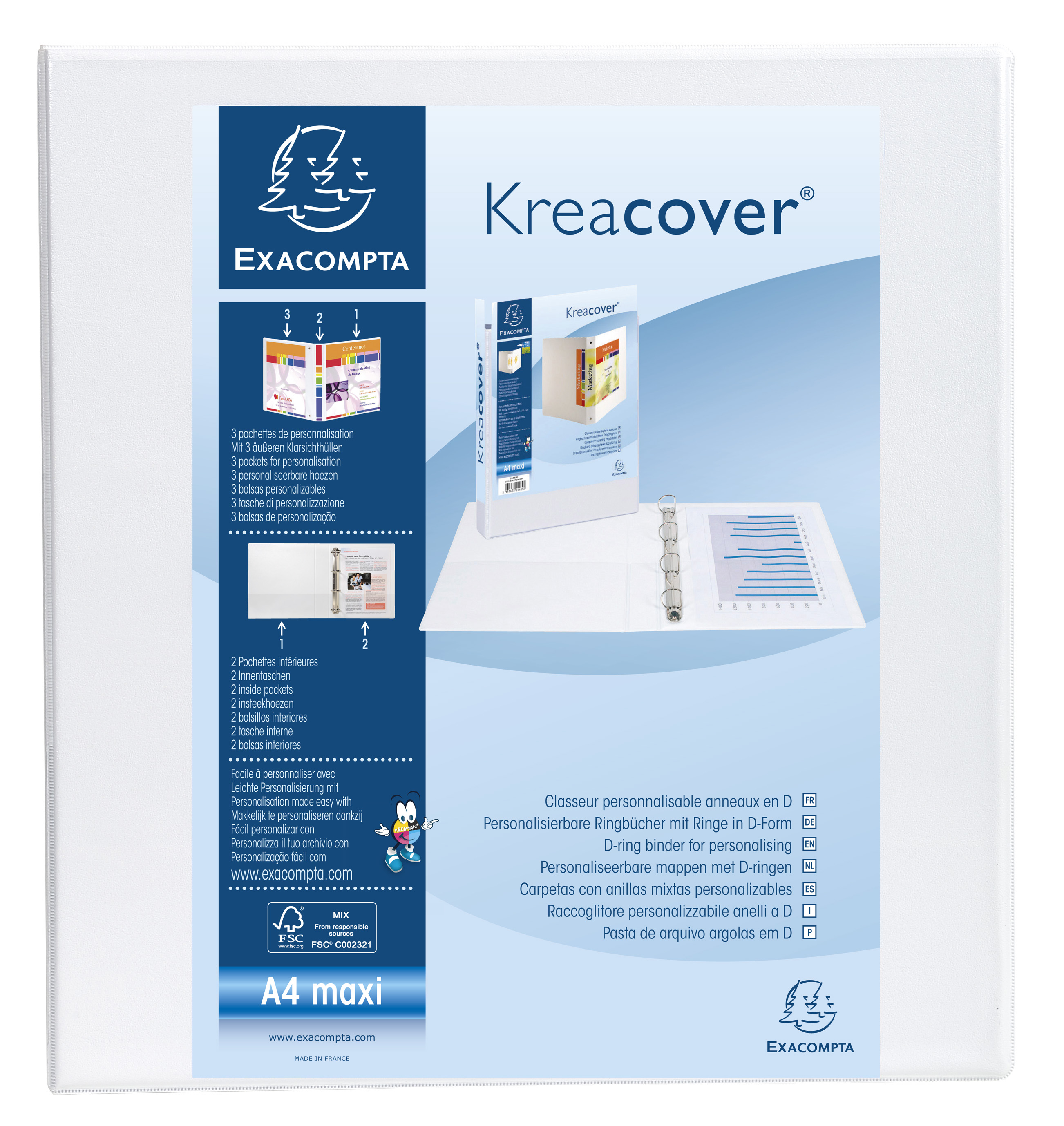 Presentation Ring Binder Wht 2D Ring 50mm Bx10