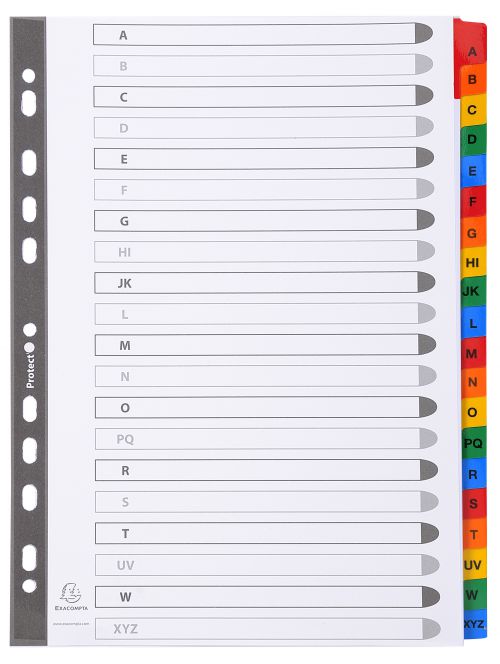 Exacompta Index A-Z A4 160gsm Card White with Coloured Mylar Tabs