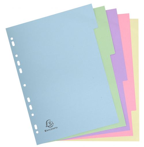 Exacompta Recycled Dividers 5-Part A4 Pastel 1605E