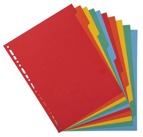 Exacompta Forever Recycled Divider 10 Part A4 220gsm Card Vivid Assorted Colours - 2010E Plain File Dividers 46950EX