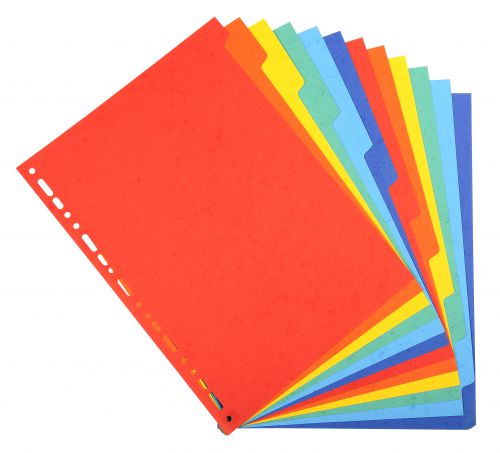 Exacompta Forever Recycled Divider 12 Part A4 220gsm Card Vivid Assorted Colours - 2012E 74194EX Buy online at Office 5Star or contact us Tel 01594 810081 for assistance
