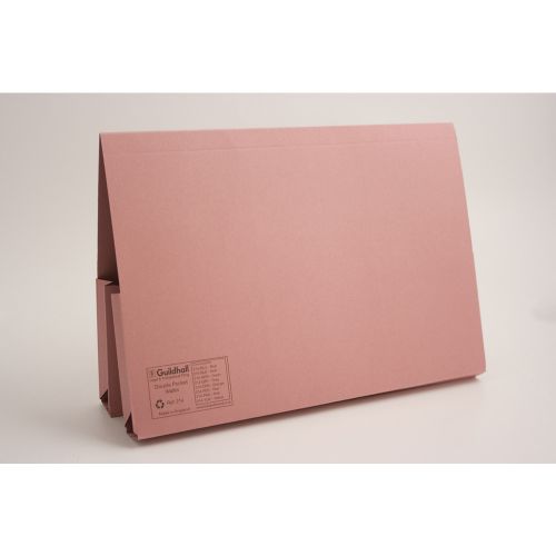 Exacompta Guildhall Legal Double Pocket Wallet Foolscap Pink (Pack of 25) 214-PNK - GH10072