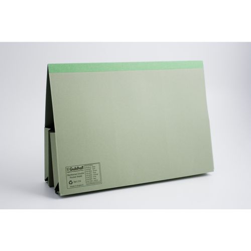 67001EX - Guildhall Double Pocket Legal Wallet Manilla Foolscap 315gsm Green (Pack 25) - 218-GRNZ