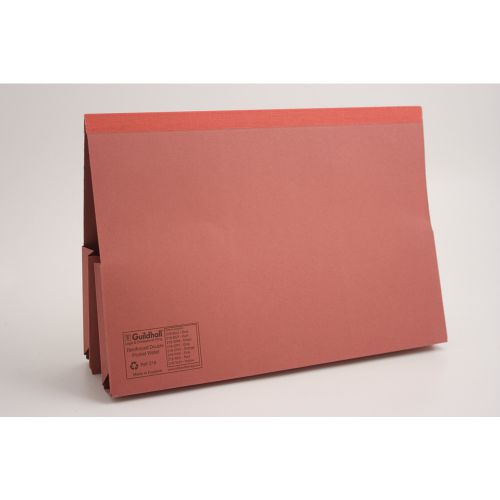 67015EX - Guildhall Double Pocket Legal Wallet Manilla Foolscap 315gsm Red (Pack 25) - 218-REDZ