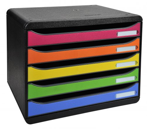 Exacompta Big Box+ 5 Drawer Set Landscape Open Black/Harlequin - 308798D