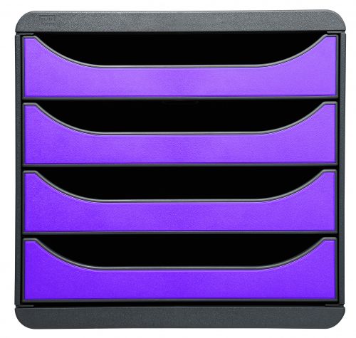 Exacompta Iderama Big Box 4 Drawer Set Purple 310720d