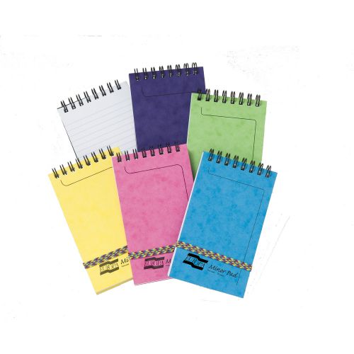 These stylish and colourful Europa Minor Notemaker notebooks contain 120 pages of quality 90gsm paper, which is feint ruled for neat note-taking. The notebooks also feature hardwearing pressboard covers and a wire binding, which allows the notebooks to lie flat for easy use. Each notebook is top bound and measures 127 x 76mm. This assorted pack contains 10 notebooks with turquoise, deep purple, pink, lemon and lime covers, which is ideal for colour coding your notes.