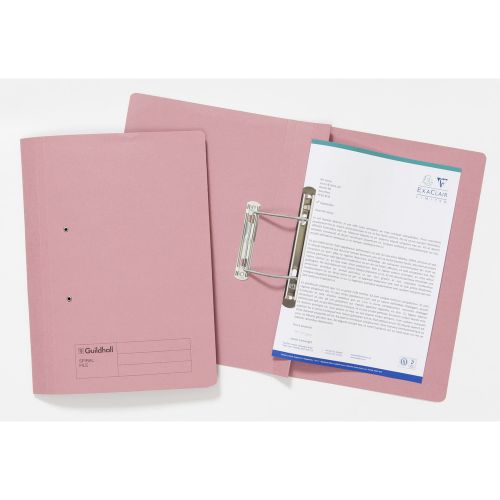 Guildhall Spring Transfer File Manilla Foolscap 285gsm Pink (Pack 25) - 346-PNKZ