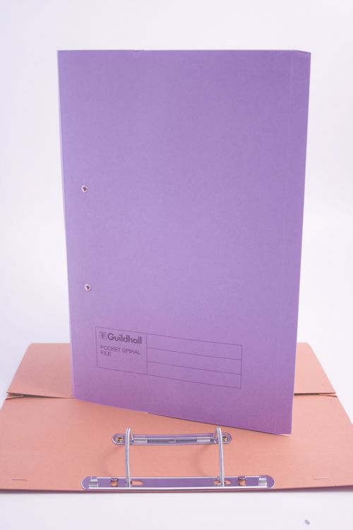 Guildhall Pocket Spiral File Foolscap Mauve Transfer Files SS1563