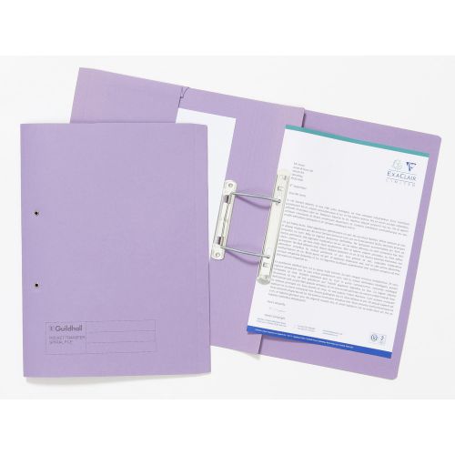 47083EX | The Guildhall legal and professional filing range is manufactured exclusively from premium quality heavyweight 315gsm manilla, ensuring strength, durability and colour consistency required for the storage and protection of important documents. Metal spring mechanism allows for easy insertion and removal of punched paper from file. Pocket on the inside cover for loose papers. Left hand side pocket. Made from 100% recycled material. Blue Angel certified. It also has superb archival qualities and is DIN 6738 certified.