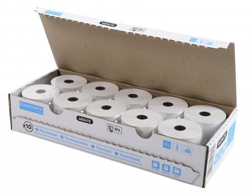 Exacompta offers a wide range of materials for point of sale transactions, including a selection of receipt rolls for cash registers, calculators and fax machines.  In addition, a choice of thermal rolls for cash registers, credit card terminals and scale machines are also available.