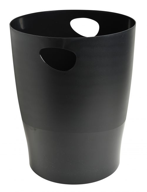 Exacompta Ecobin Waste Bin Plastic Round 15 Litre Black - 453014D Desk Side Bins 73942EX