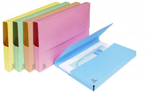 These Exacompta SUPER document wallets are made from durable 210gsm manilla and feature a flap for security of contents. The wallet has a 32mm gusset suitable for holding and protecting A4 documents. This pack contains 10 wallets in assorted pastel colours from the SUPER range.