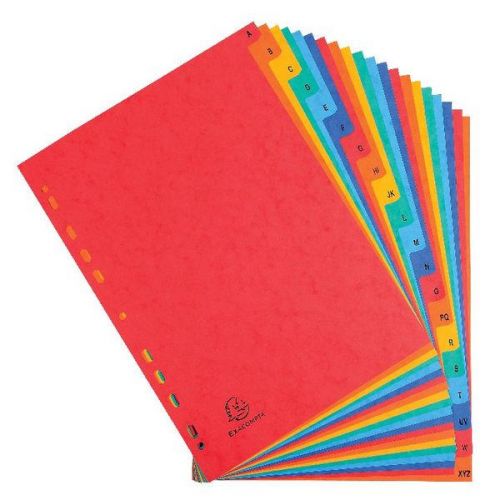 Exacompta Index A-Z A4 225gsm Pressboard Assorted Colours - 4803Z 67036EX Buy online at Office 5Star or contact us Tel 01594 810081 for assistance