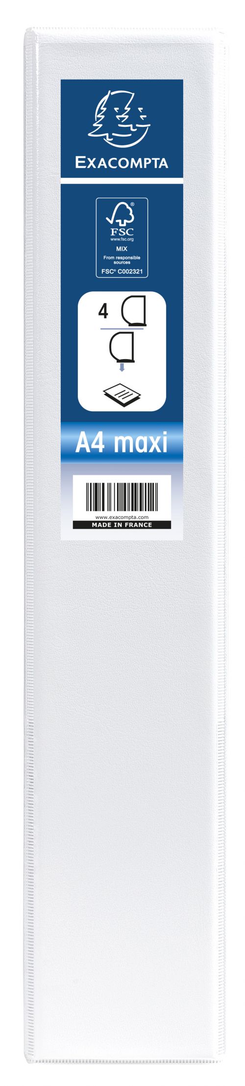 Exacompta Presentation Ring Binder Polypropylene 4 D-Ring A4+ 40mm Rings White (Pack 10) - 51843E 20672EX Buy online at Office 5Star or contact us Tel 01594 810081 for assistance