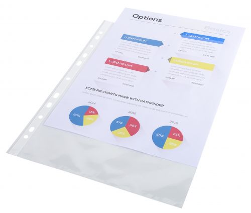 74418EX | Exacompta punched pockets A4 can be inserted into files and folders for presenting, with a top opening. They are made from 0.06mm clear polypropylene. Each bag contains 100 pockets.
