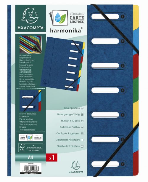 Exacompta Harmonika Multifile Manilla A4 7 Part 425gsm Blue - 55072E