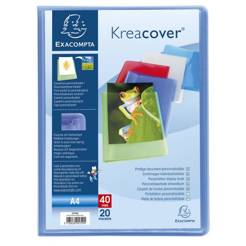 Exacompta Kreacover Display Book 20 Pocket A4 Assorted (Pack of 20) 5729E