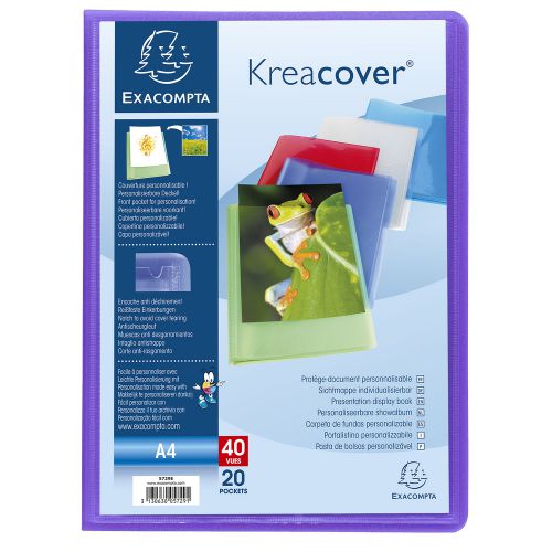 Exacompta Kreacover Display Book 20 Pocket A4 Assorted (Pack of 20) 5729E