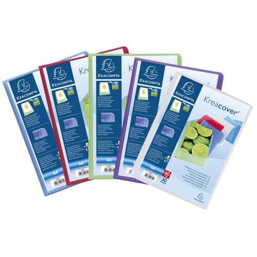 Exacompta Kreacover Display Book 30 Pocket A4 Assorted (Pack of 12) 5739E