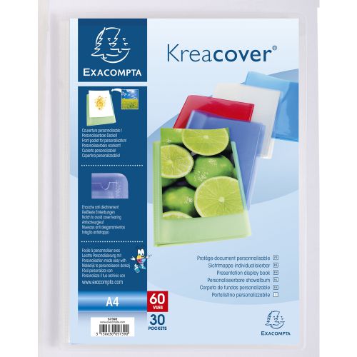 Exacompta Kreacover Display Book 30 Pocket A4 Assorted (Pack of 12) 5739E