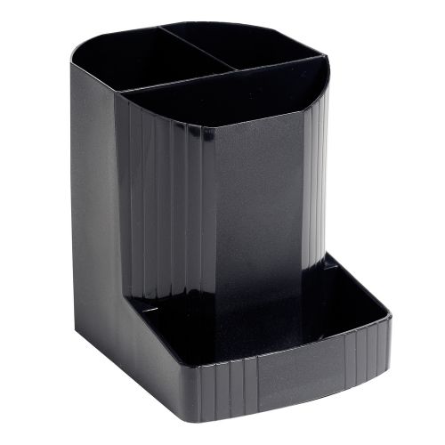 Exacompta ECOBlack Mini-Octo Recycled Pen Pot 3 Compartments Black - 675014D