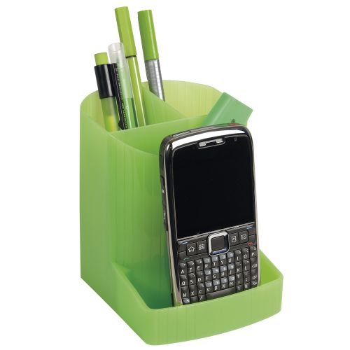 Exacompta Iderama 3 Compartment Pen Pot Lime (W90 x D123 x H110mm) 67597D