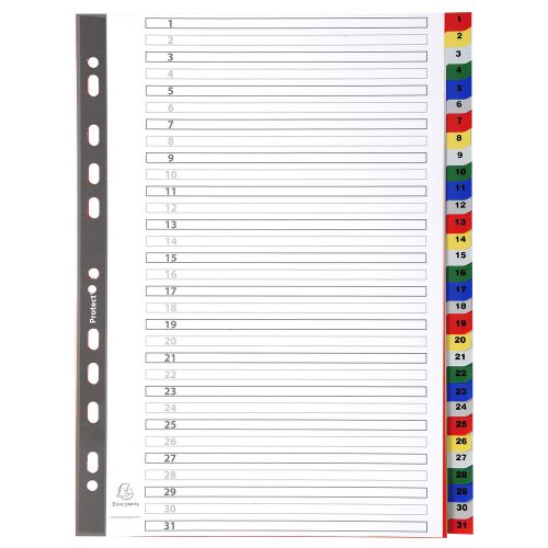 Exacompta Index 1-31 A4 120 Micron Polypropylene Bright Assorted Colours