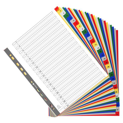 Exacompta Index 1-31 A4 120 Micron Polypropylene Bright Assorted Colours
