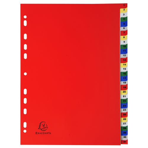 Exacompta Index 1-31 A4 120 Micron Polypropylene Bright Assorted Colours