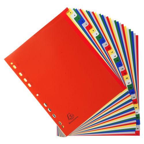 Exacompta Index 1-31 A4 120 Micron Polypropylene Bright Assorted Colours