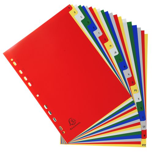 Exacompta Index A-Z A4 120 Micron Polypropylene Bright Assorted Colours - 94E 20497EX Buy online at Office 5Star or contact us Tel 01594 810081 for assistance