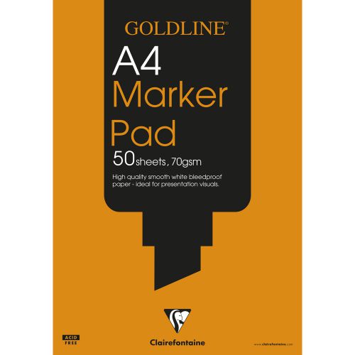 Clairefontaine Goldline A4 Marker Pad 70gsm 50 Sheets White Paper GPB1A4Z