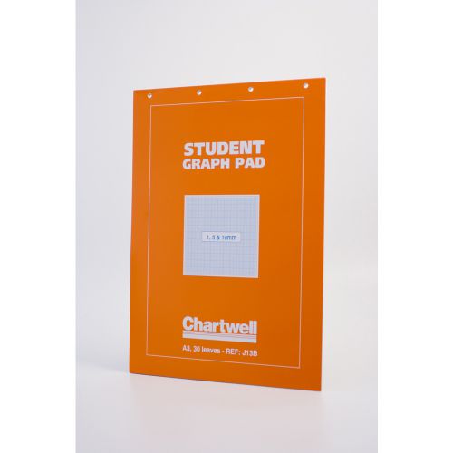 Chartwell Student A3 Graph Pad 1/5/10mm Grid 70gsm 30 Sheets White/Blue Grided Paper J13BZ