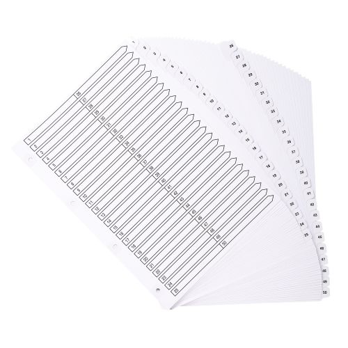 Exacompta Index 1-50 A4 160gsm Card White with White Mylar Tabs - MWD1-50Z Exacompta