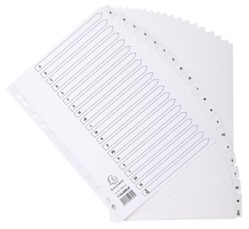 Guildhall A-Z Index Mylar White A4 160gsm White Card Printed File Dividers DV1242