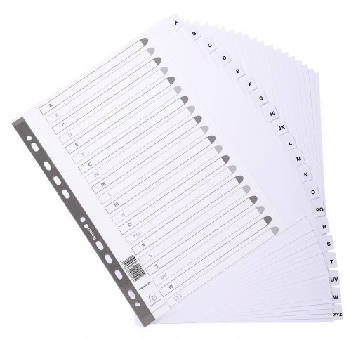 Exacompta Index A-Z A4 Extra Wide 160gsm Card White with White Mylar Tabs - MWDA-ZZ-EW 20644EX Buy online at Office 5Star or contact us Tel 01594 810081 for assistance