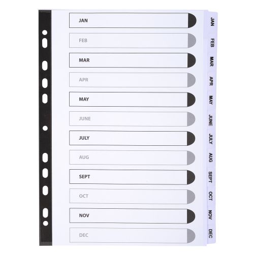 Exacompta Index Jan-Dec A4 160gsm Card White with White Mylar Tabs