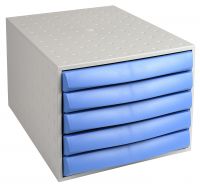 Exacompta The Box 5 Drawer Set Closed Light Grey/Ice Blue