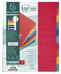 Europa Heavy-duty Subject Dividers 10-Part Card Multipunched 300gsm Extra Wide A4+ Assorted Ref 2410E