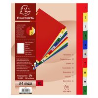Exacompta Index 1-10 A4 Extra Wide 120 Micron Polypropylene Bright Assorted Colours - 84E
