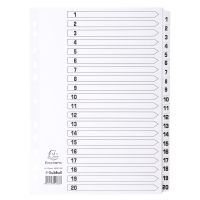 Exacompta Index 1-20 A4 160gsm Card White with White Mylar Tabs - MWD1-20Z